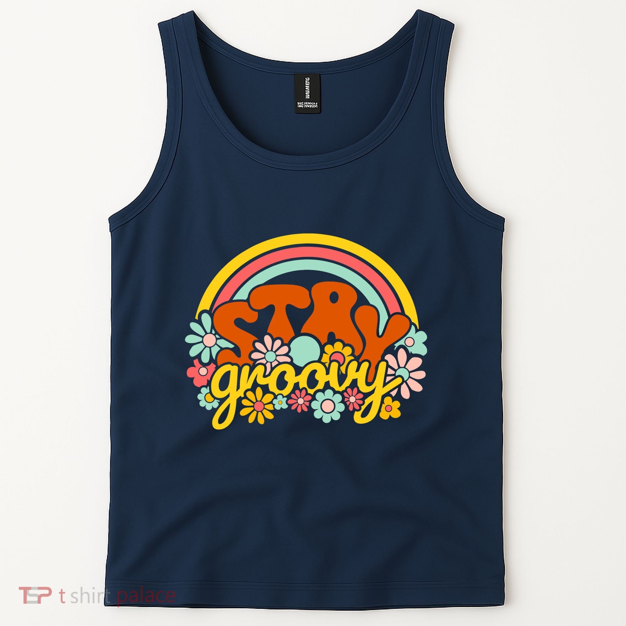 Retro Flowers Peace Stay Groovy Positive Mind Happy Life Tank Top