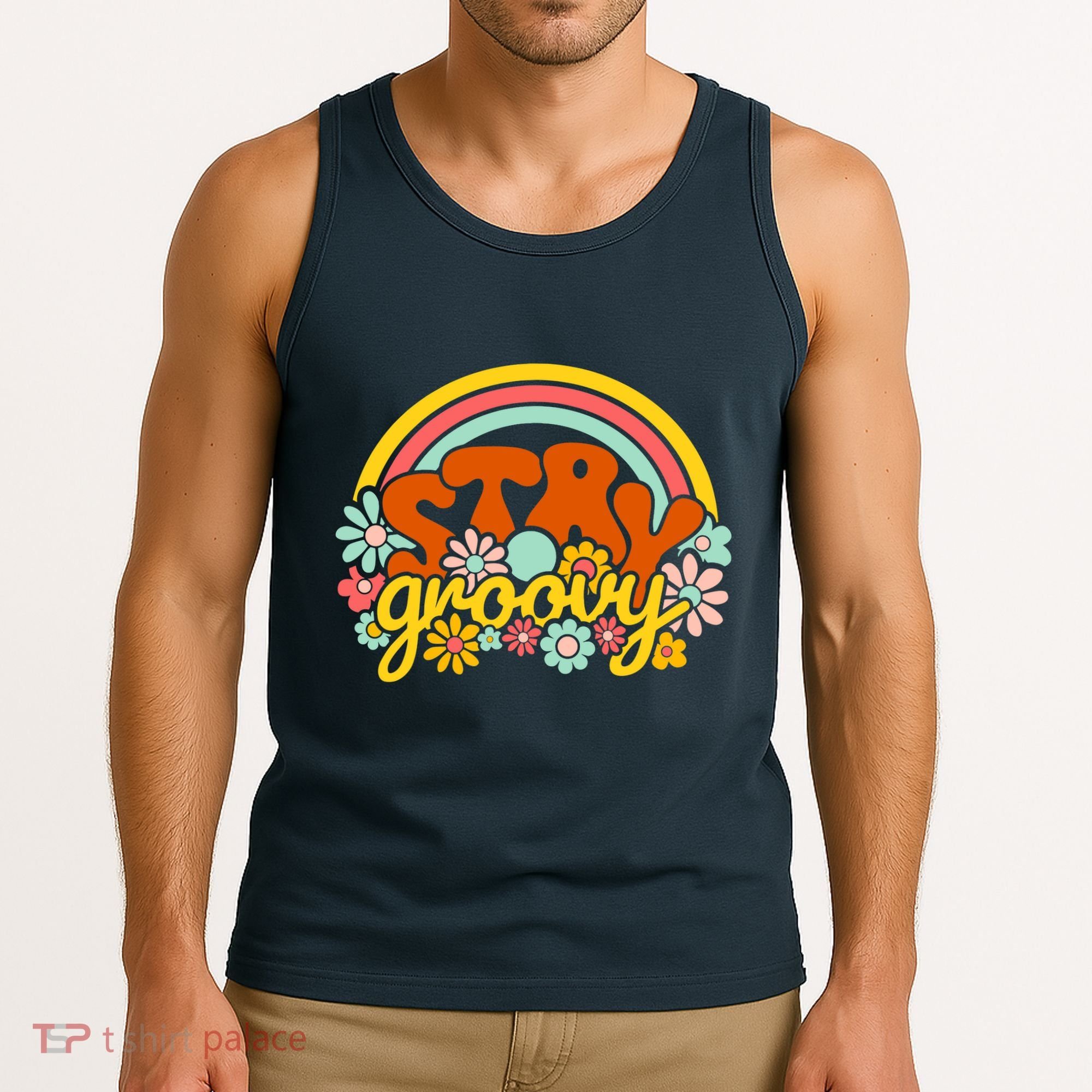 Retro Flowers Peace Stay Groovy Positive Mind Happy Life Tank Top