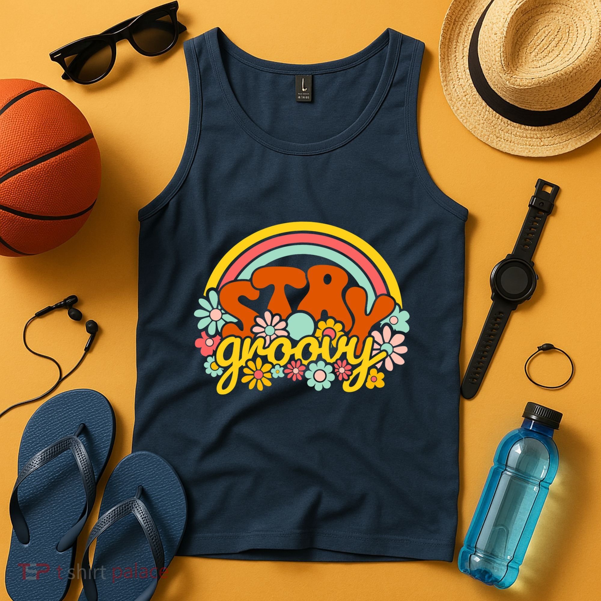 Retro Flowers Peace Stay Groovy Positive Mind Happy Life Tank Top