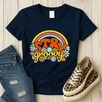 Retro Flowers Peace Stay Groovy Positive Mind Happy Life Women's T-Shirt thumb 3