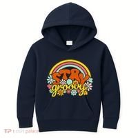 Retro Flowers Peace Stay Groovy Positive Mind Happy Life Kids Hoodie thumb 0