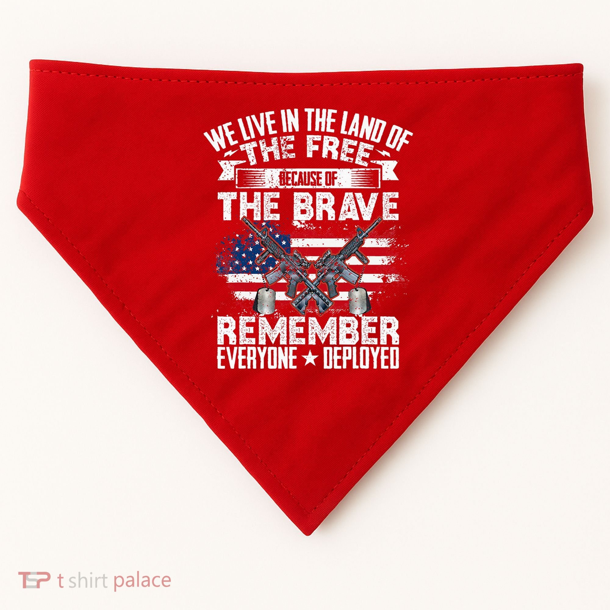 Red Friday Remember Everyone Deployed USA Flag Military USA-Made Doggie Bandana
