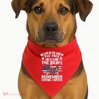 Red Friday Remember Everyone Deployed USA Flag Military USA-Made Doggie Bandana thumb 1