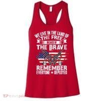Red Friday Remember Everyone Deployed USA Flag Military Women's Tank Top thumb 0
