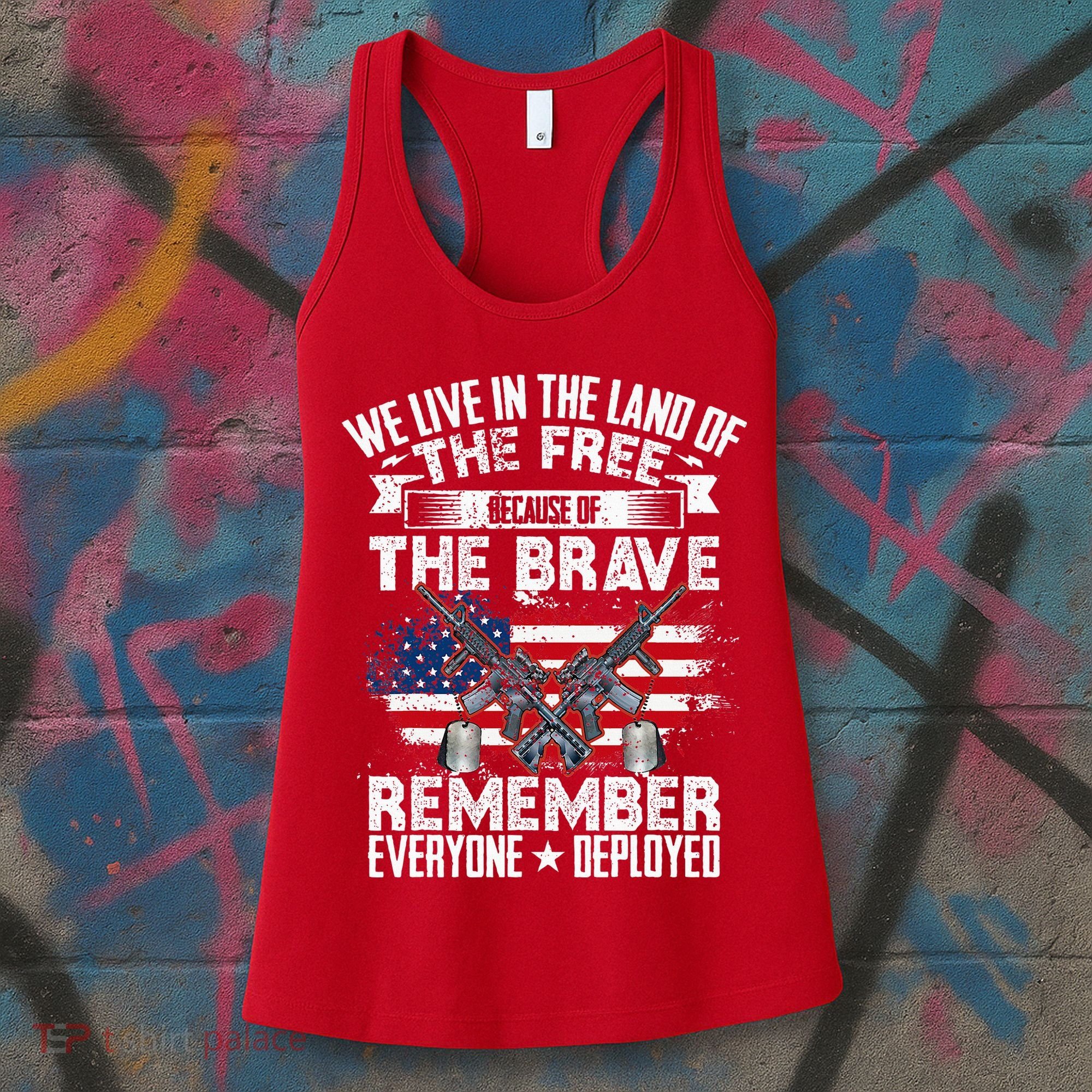Red Friday Remember Everyone Deployed USA Flag Military Women's Tank Top