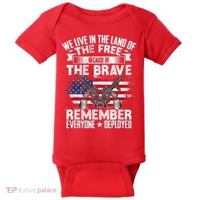 Red Friday Remember Everyone Deployed USA Flag Military Baby Bodysuit
