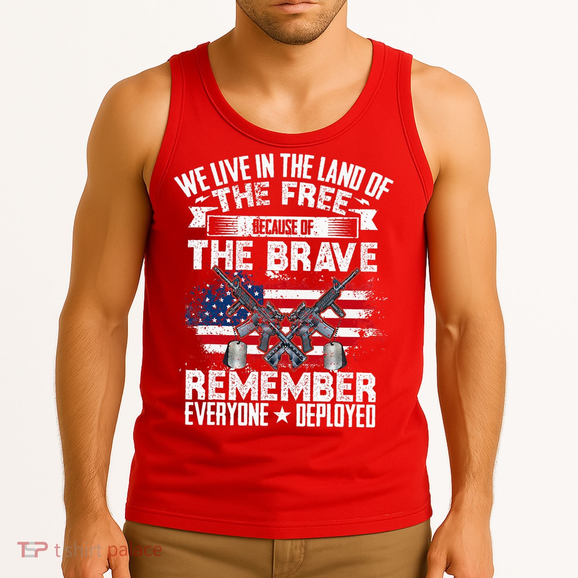 Red Friday Remember Everyone Deployed USA Flag Military Tank Top
