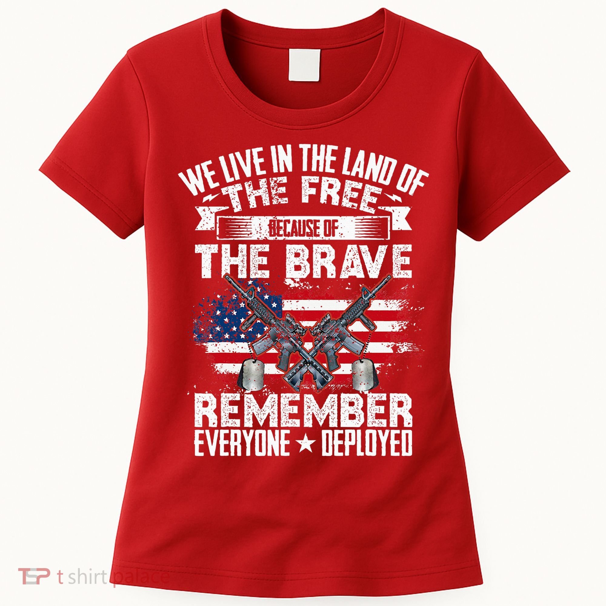 Red Friday Remember Everyone Deployed USA Flag Military Women's T-Shirt