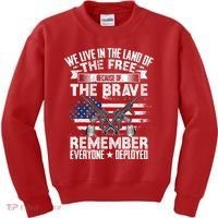 Red Friday Remember Everyone Deployed USA Flag Military Kids Sweatshirt thumb 0