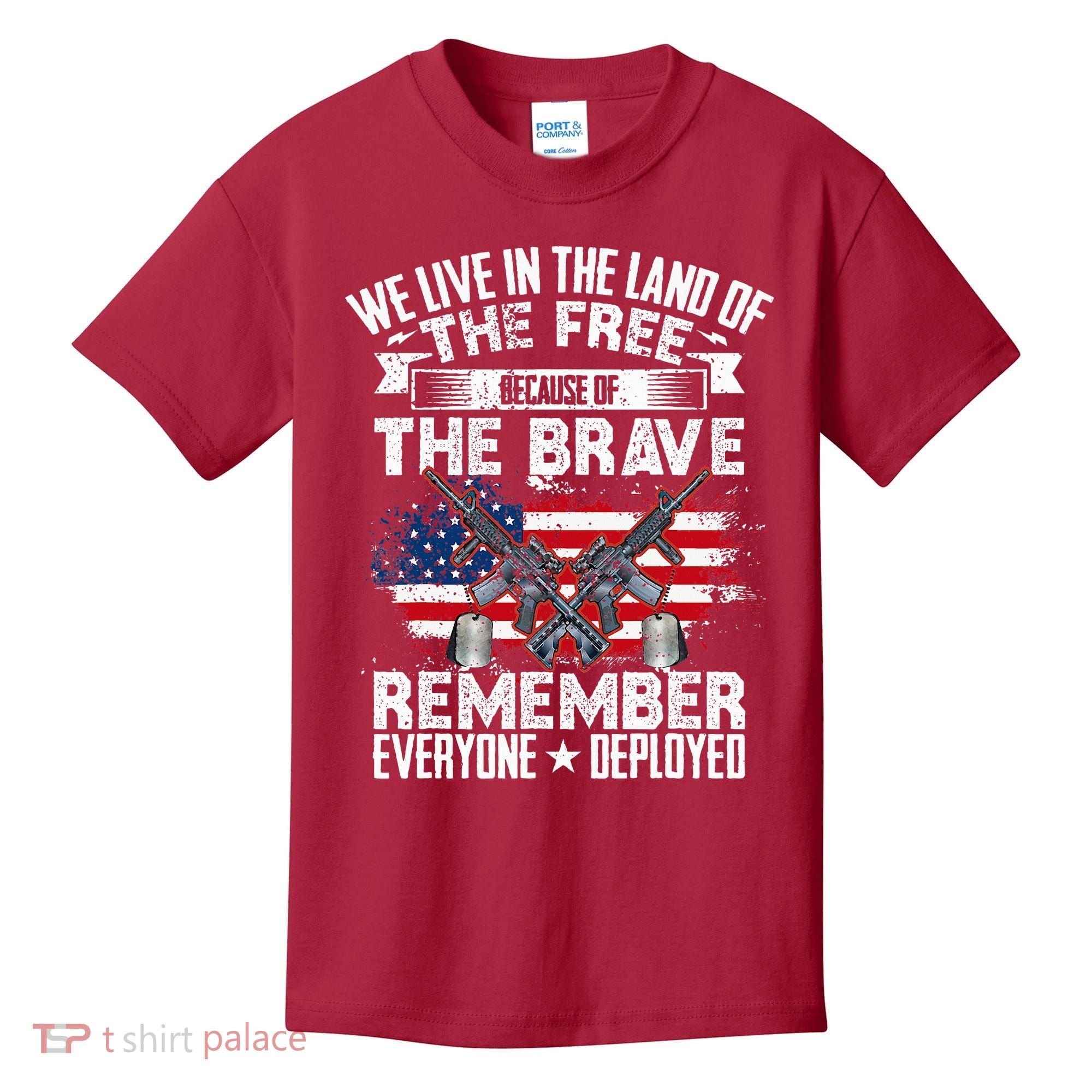Red Friday Remember Everyone Deployed USA Flag Military Kids T-Shirt