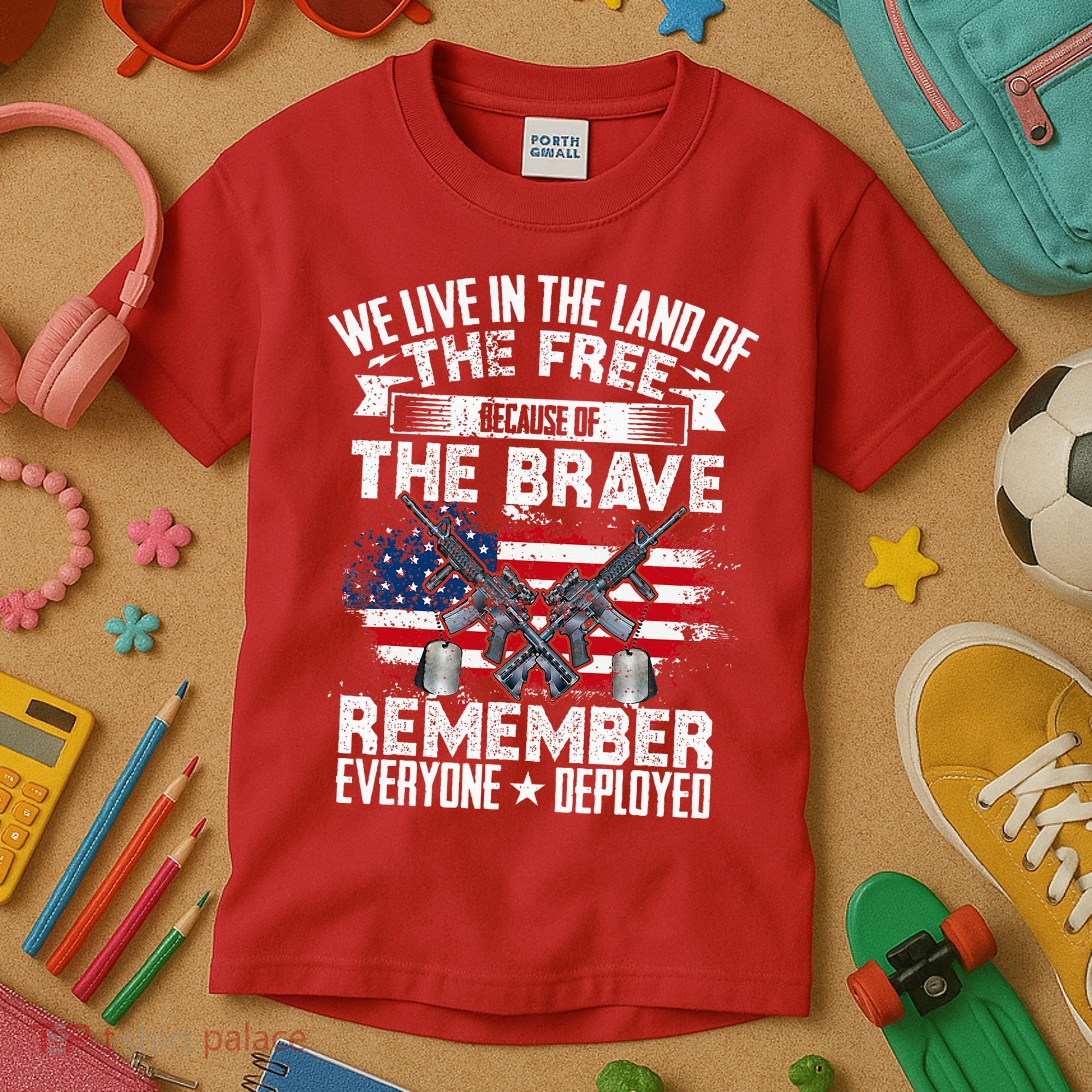 Red Friday Remember Everyone Deployed USA Flag Military Kids T-Shirt