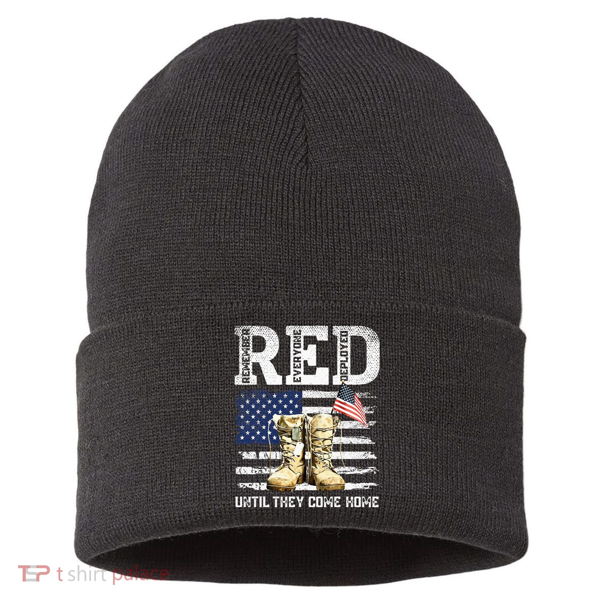 RED Friday Remember Everyone Deployed Every Friday Veterans Sustainable Knit Beanie