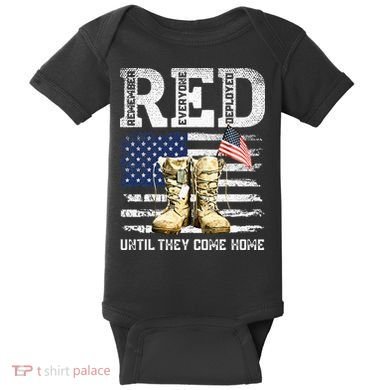 RED Friday Remember Everyone Deployed Every Friday Veterans Baby Bodysuit