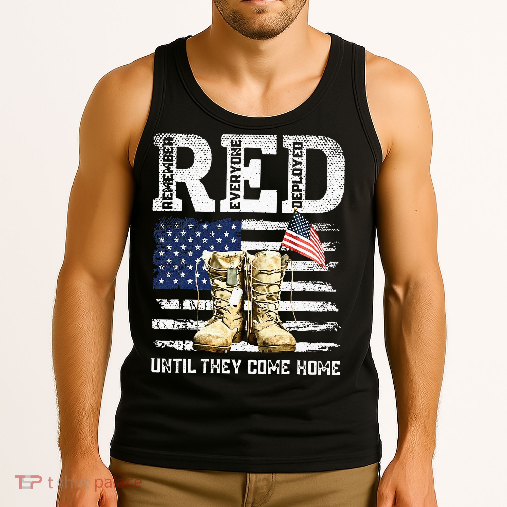 RED Friday Remember Everyone Deployed Every Friday Veterans Tank Top