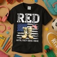 RED Friday Remember Everyone Deployed Every Friday Veterans Kids T-Shirt thumb 3