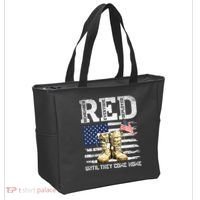 RED Friday Remember Everyone Deployed Every Friday Veterans Tote Bag thumb 2