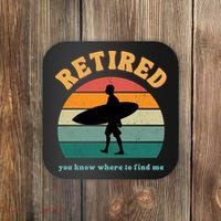Retired Funny Retirement Beach Gift Coaster thumb 0