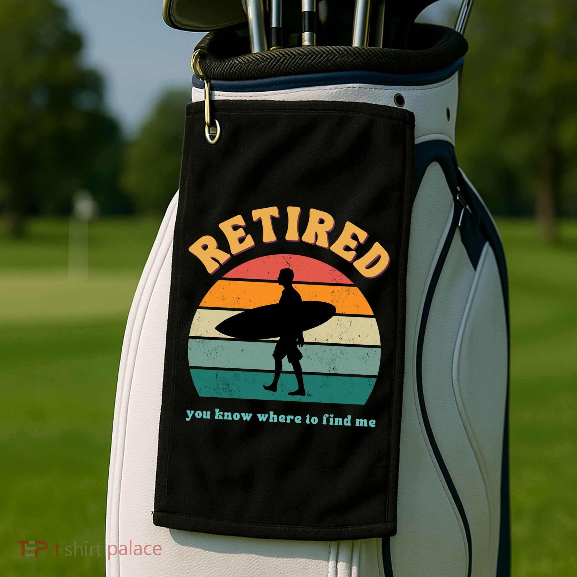 Retired Funny Retirement Beach Gift Golf Towel