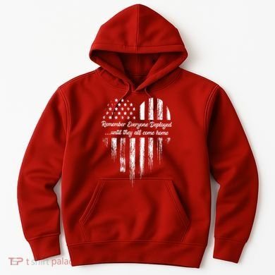 Red Friday Remember Everyone Deployed American Flag Heart Hoodie