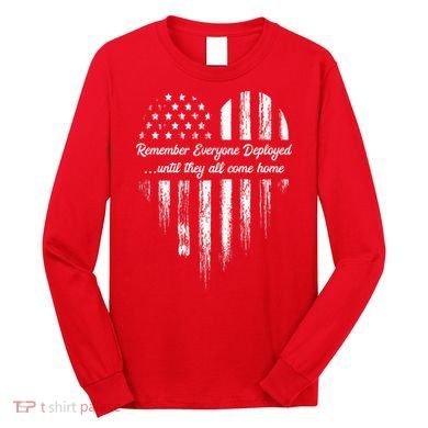 Red Friday Remember Everyone Deployed American Flag Heart Long Sleeve Shirt