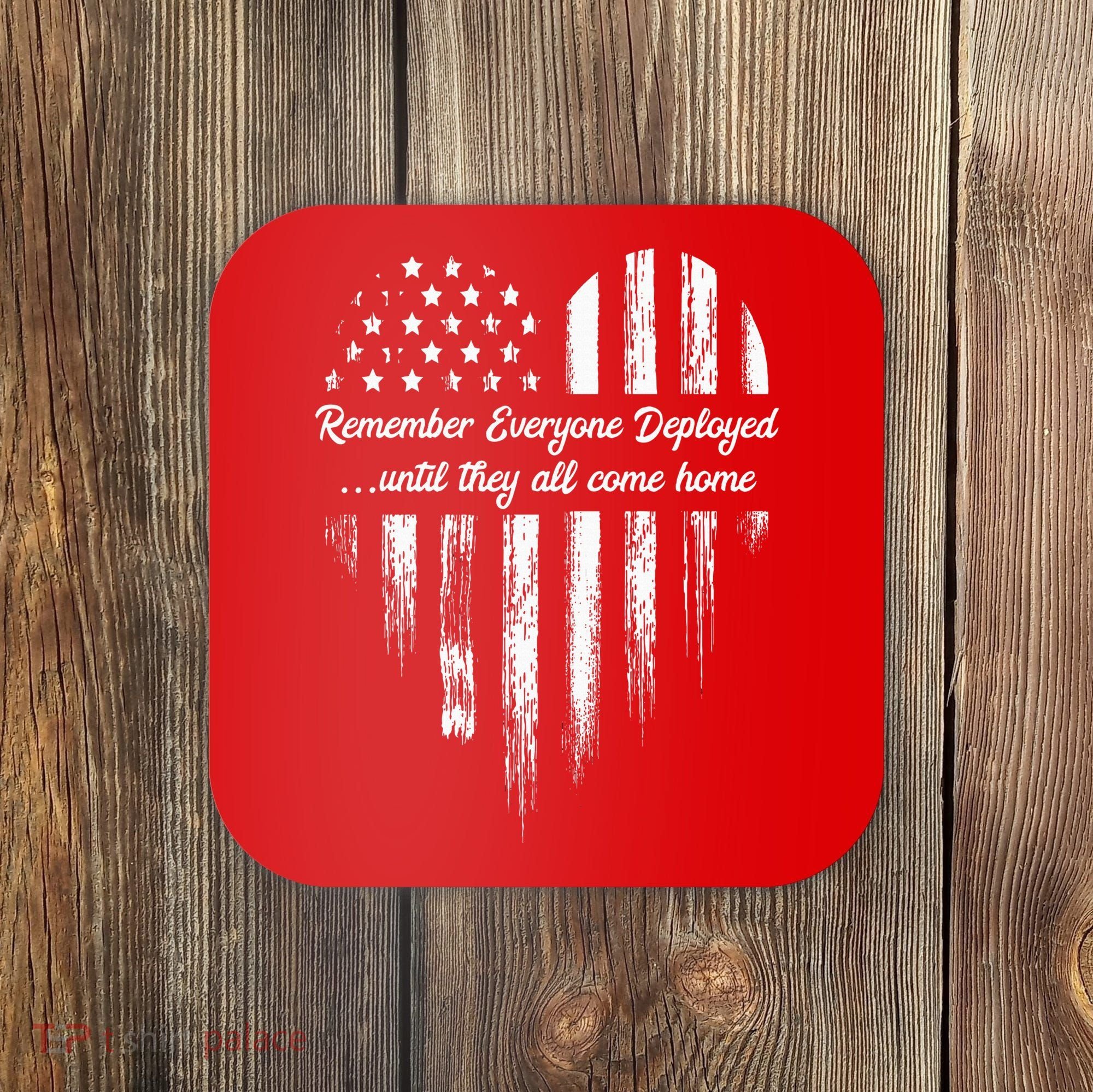 Red Friday Remember Everyone Deployed American Flag Heart Coaster