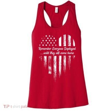 Red Friday Remember Everyone Deployed American Flag Heart Women's Tank Top