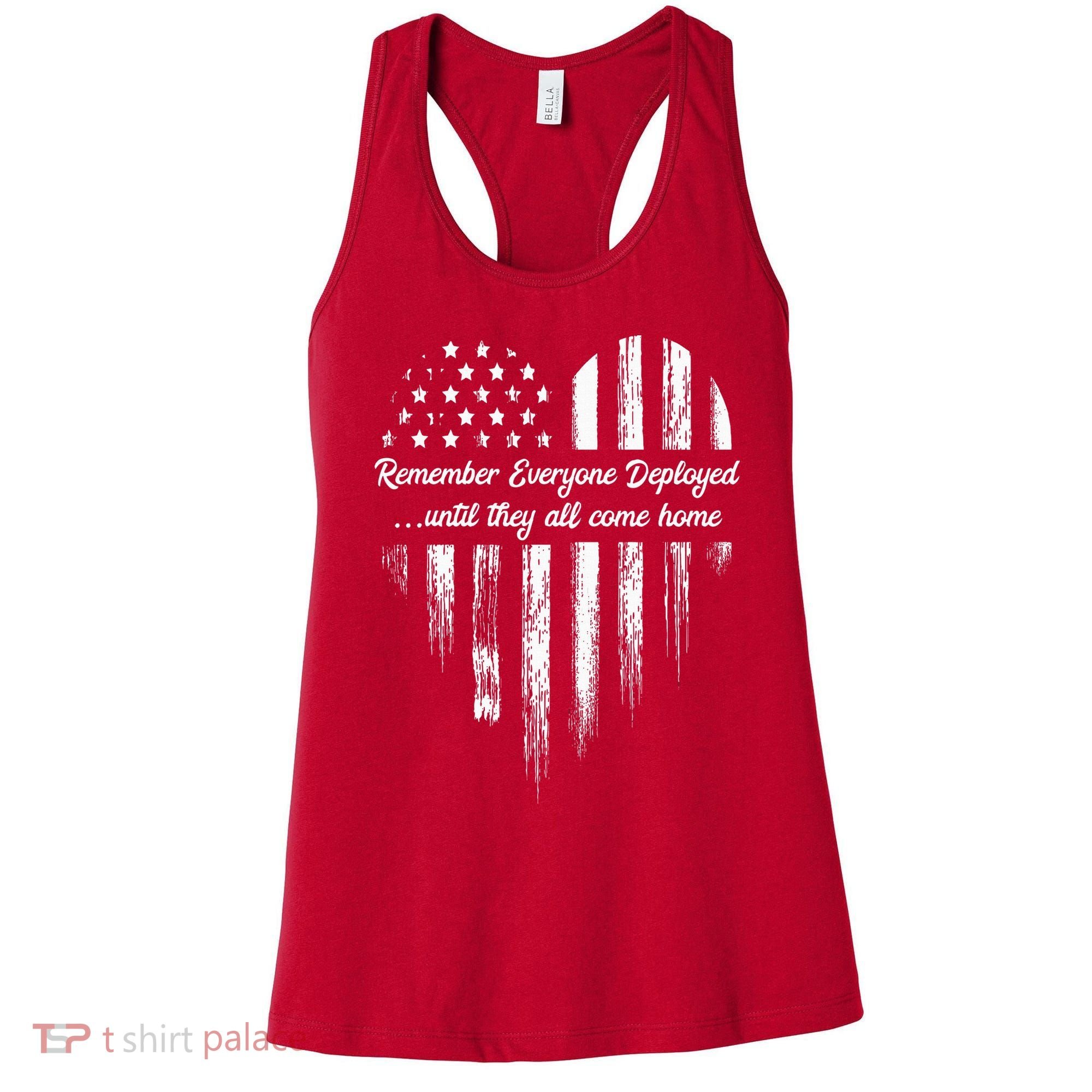 Red Friday Remember Everyone Deployed American Flag Heart Women's Tank Top