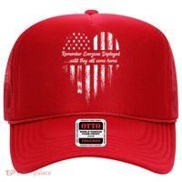 Red Friday Remember Everyone Deployed American Flag Heart Hat thumb 0