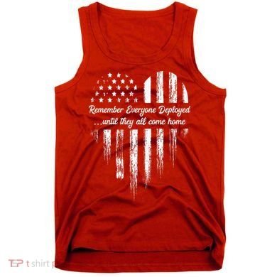 Red Friday Remember Everyone Deployed American Flag Heart Tank Top