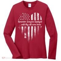 Red Friday Remember Everyone Deployed American Flag Heart Women's Long Sleeve Shirt thumb 0