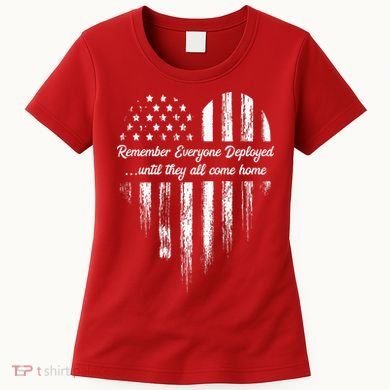 Red Friday Remember Everyone Deployed American Flag Heart Women's T-Shirt