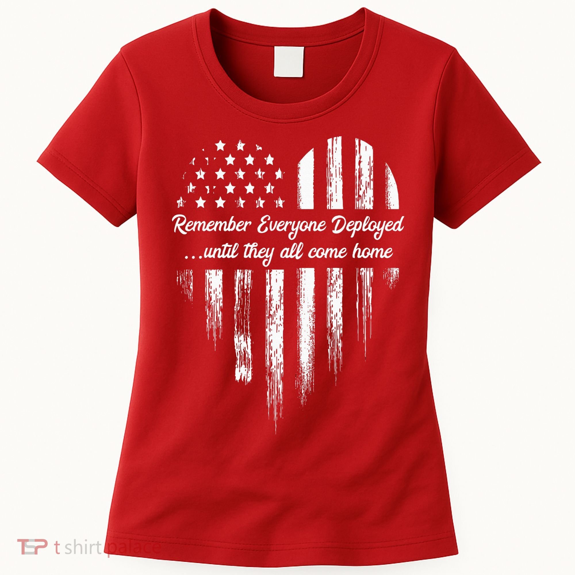 Red Friday Remember Everyone Deployed American Flag Heart Women's T-Shirt