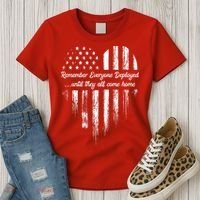 Red Friday Remember Everyone Deployed American Flag Heart Women's T-Shirt thumb 3