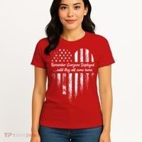 Red Friday Remember Everyone Deployed American Flag Heart Women's T-Shirt thumb 4