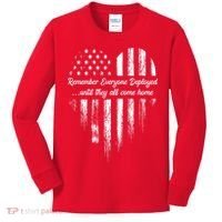 Red Friday Remember Everyone Deployed American Flag Heart Kids Long Sleeve Shirt thumb 0