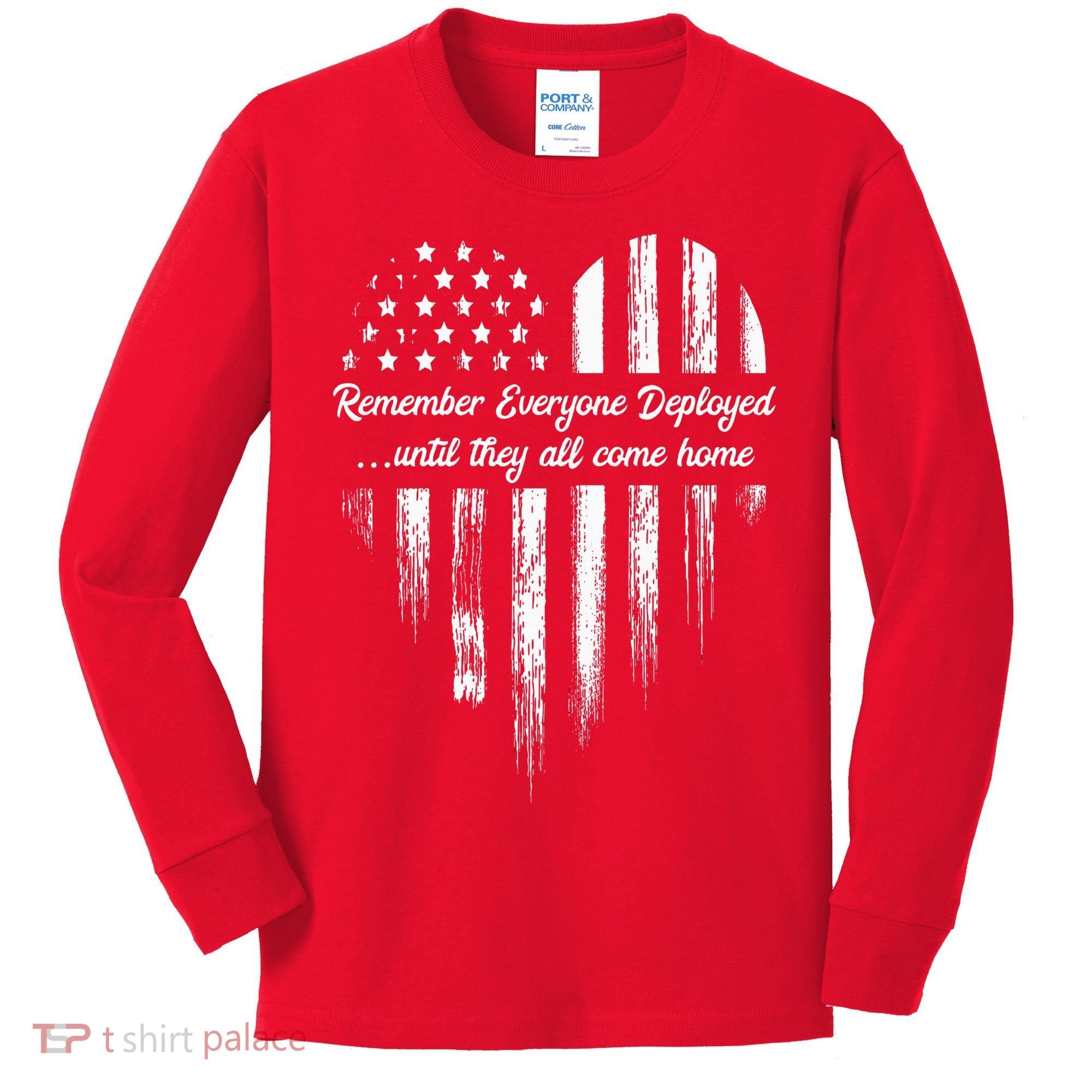 Red Friday Remember Everyone Deployed American Flag Heart Kids Long Sleeve Shirt