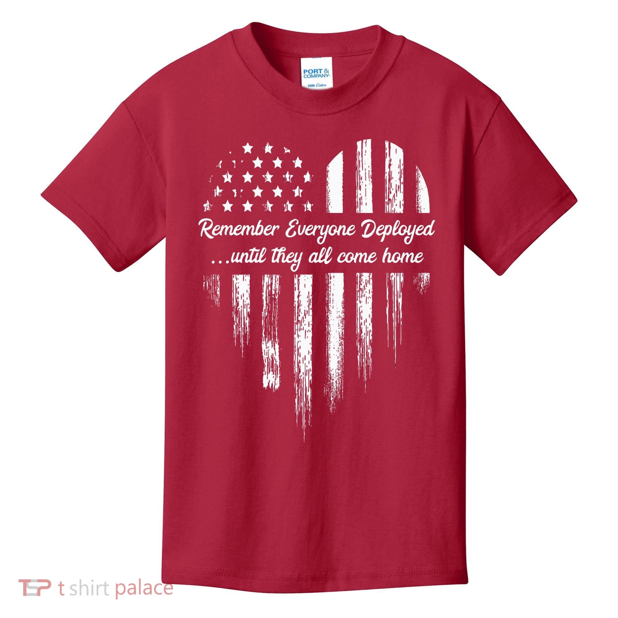 Red Friday Remember Everyone Deployed American Flag Heart Kids T-Shirt