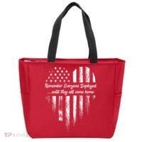 Red Friday Remember Everyone Deployed American Flag Heart Tote Bag thumb 0
