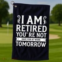 Retired Funny Retirement Gift Golf Towel thumb 1