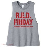 RED Friday Remember Everyone Deployed Women's Racerback Cropped Tank thumb 0