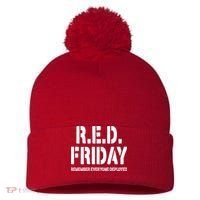 RED Friday Remember Everyone Deployed Pom Pom 12in Knit Beanie thumb 0
