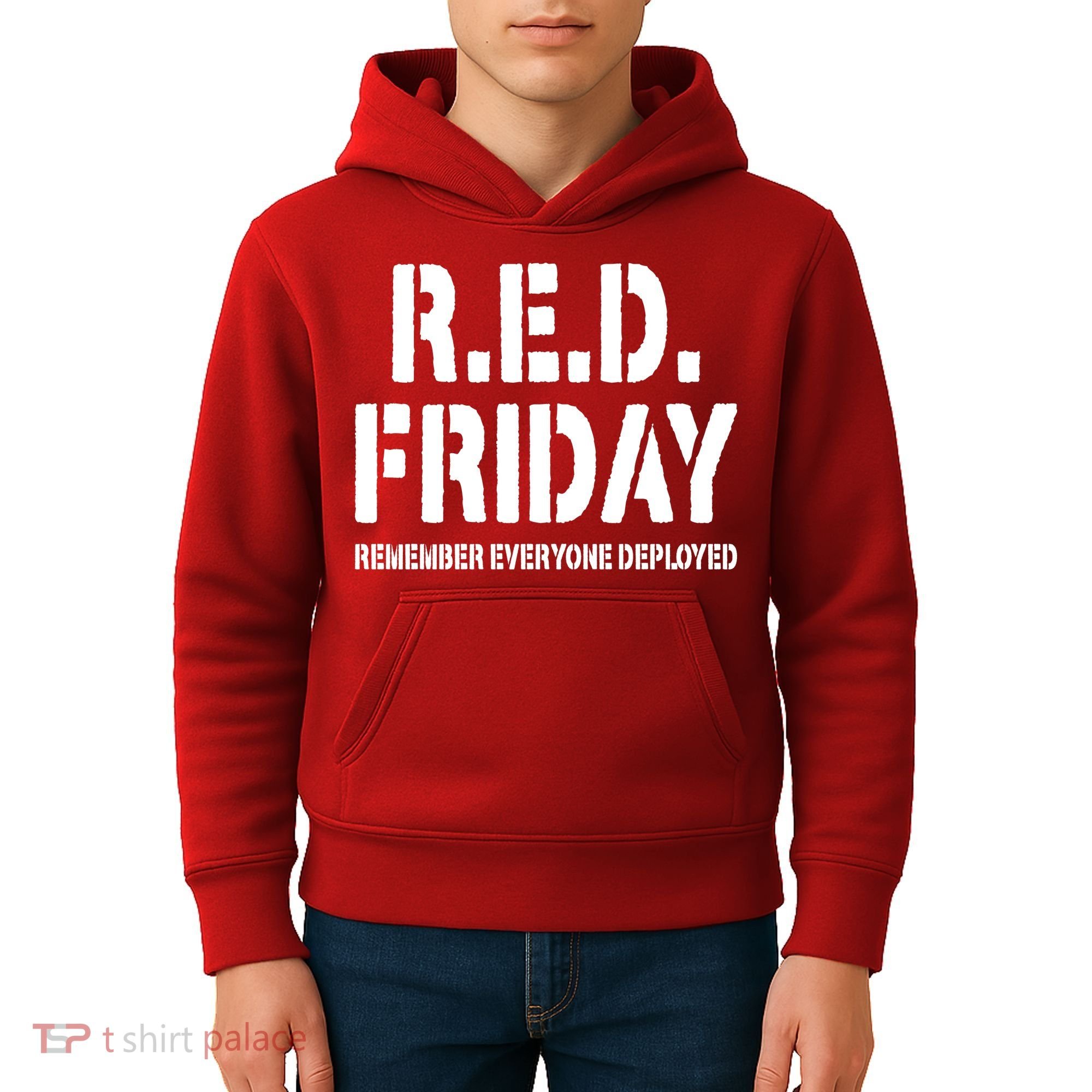 RED Friday Remember Everyone Deployed Kids Hoodie