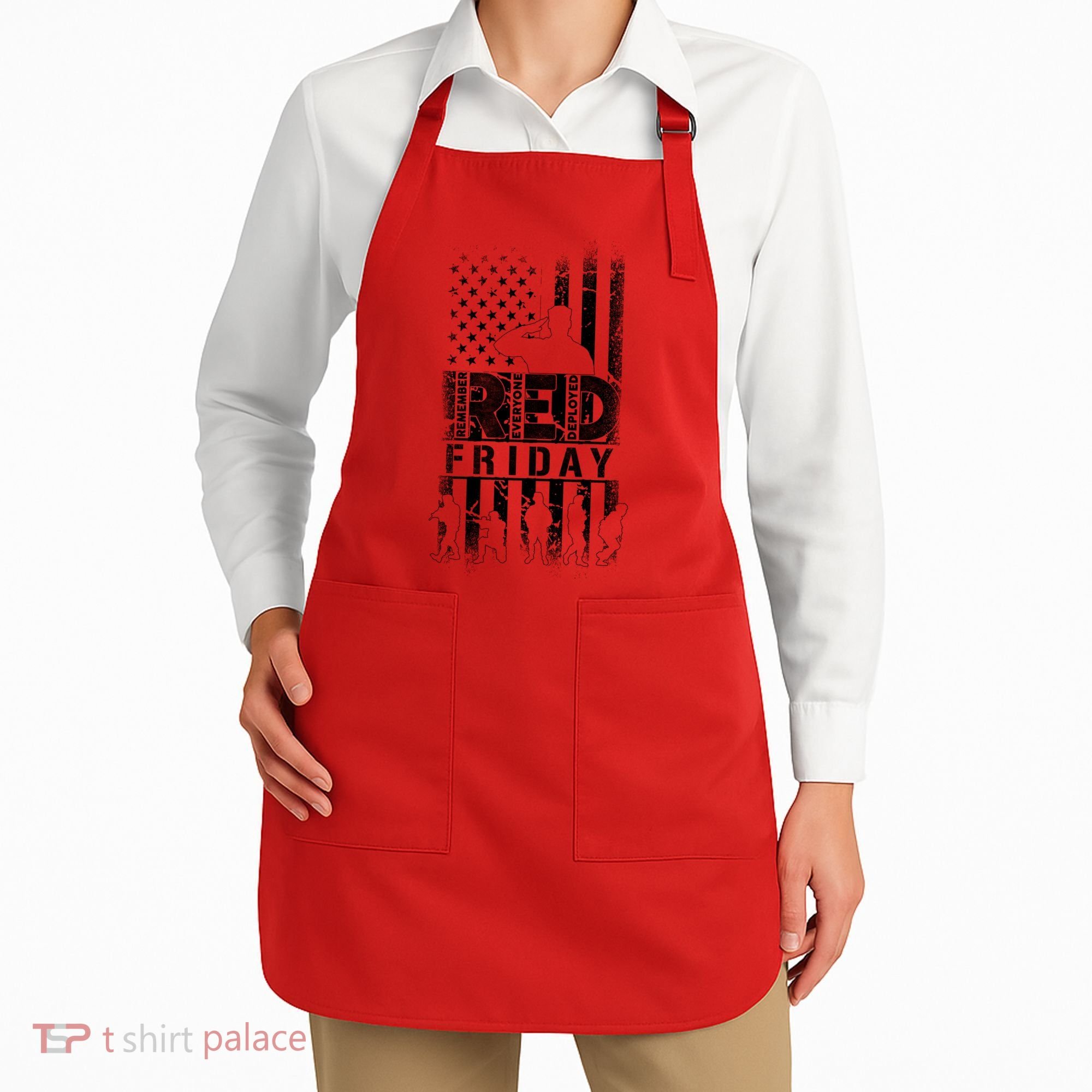 RED Friday Remember Everyone Deployed Apron