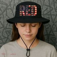 Red Fridays Remember Everyone Deployed American Flag Bucket Hat thumb 3