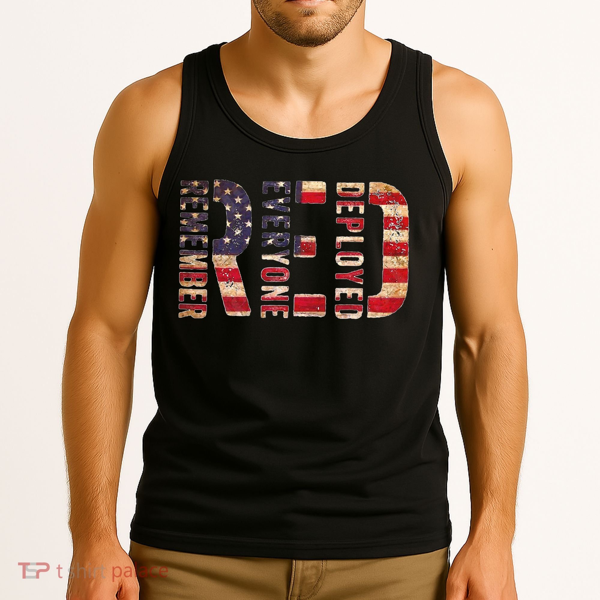 Red Fridays Remember Everyone Deployed American Flag Tank Top