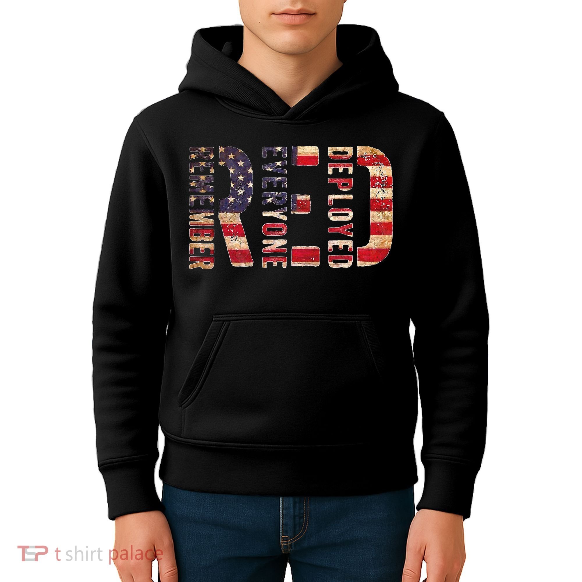 Red Fridays Remember Everyone Deployed American Flag Kids Hoodie
