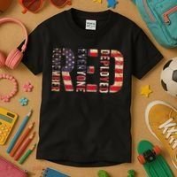 Red Fridays Remember Everyone Deployed American Flag Kids T-Shirt thumb 3