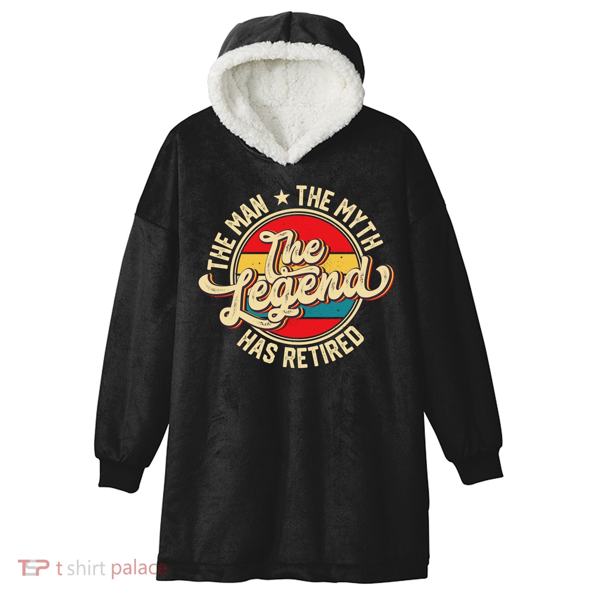Retired Funny Retirement Gift For Men Hooded Wearable Blanket