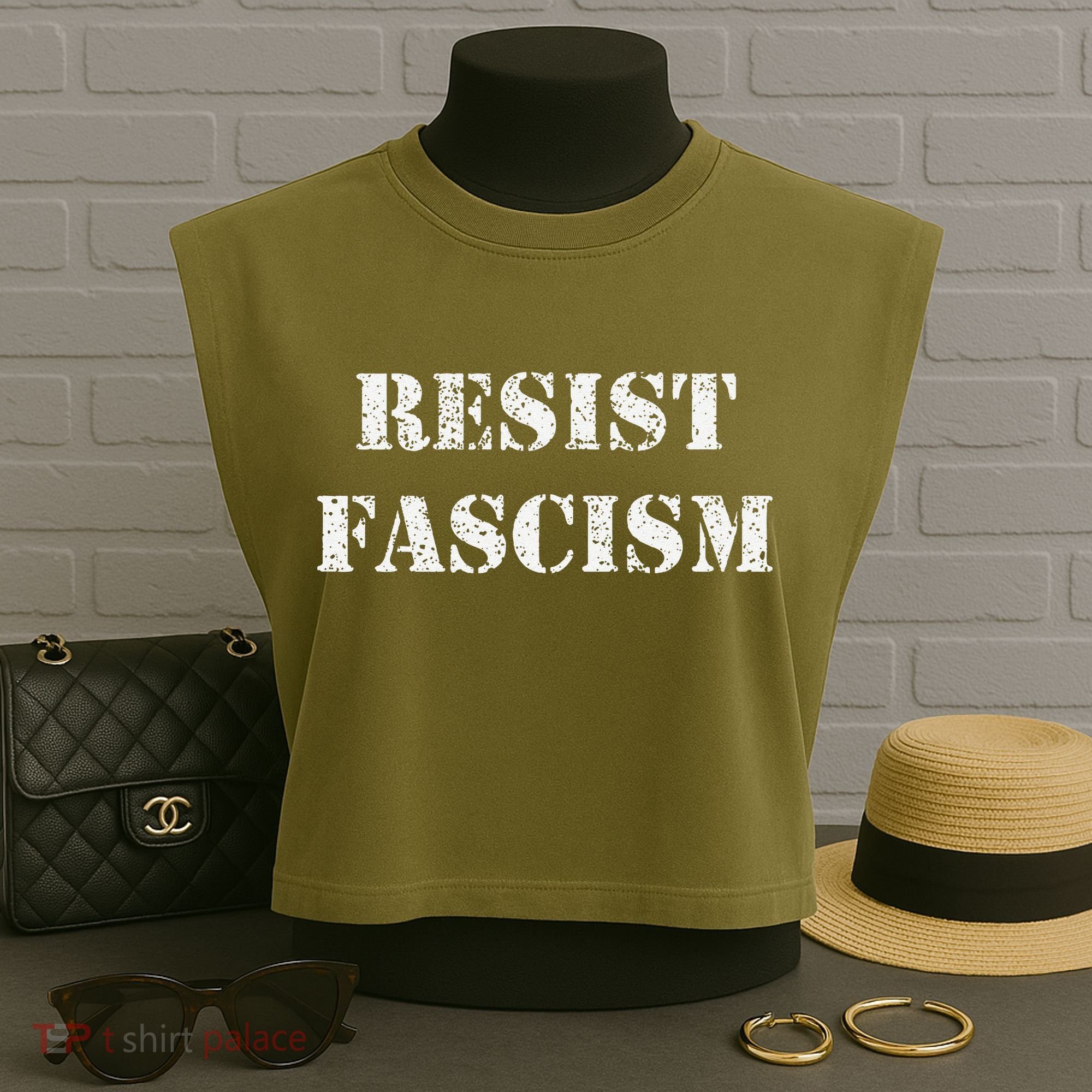 Resist Fascism Garment-Dyed Women's Muscle Tee