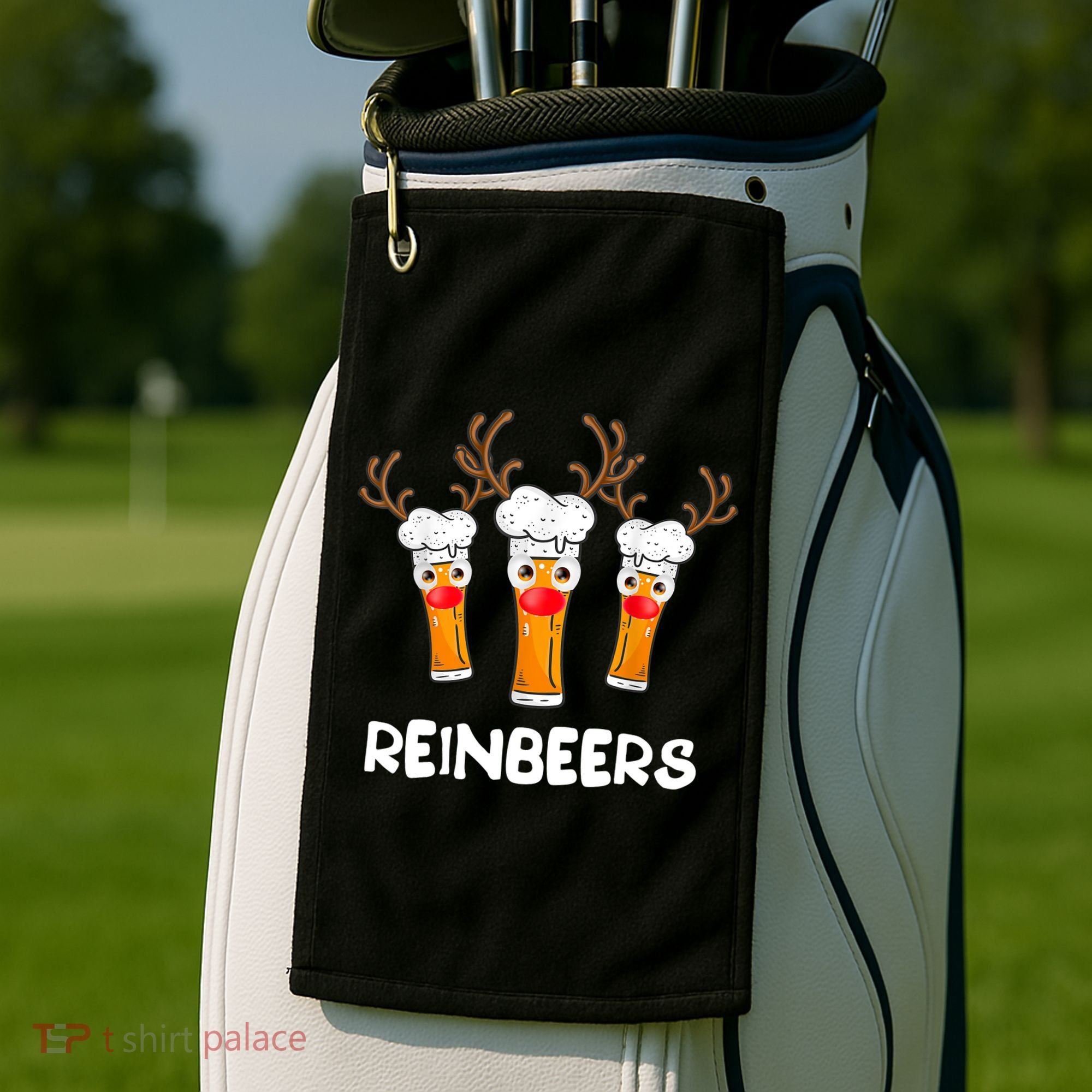 Reinbeers Funny Reindeer Beer Christmas Drinking Xmas Gift TShirt Golf Towel
